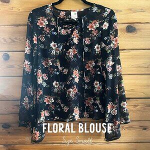 Pink Owl - Sheer Floral Blouse Size Small